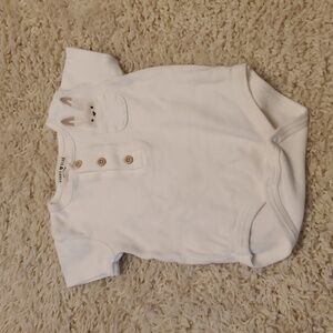 5 For $25 Rabbit + Bear Organic‎ White Baby Onesie Size 3-6 Months